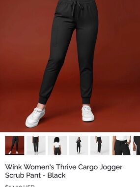 Wink Women's Thrive Cargo Jogger Pant - Black